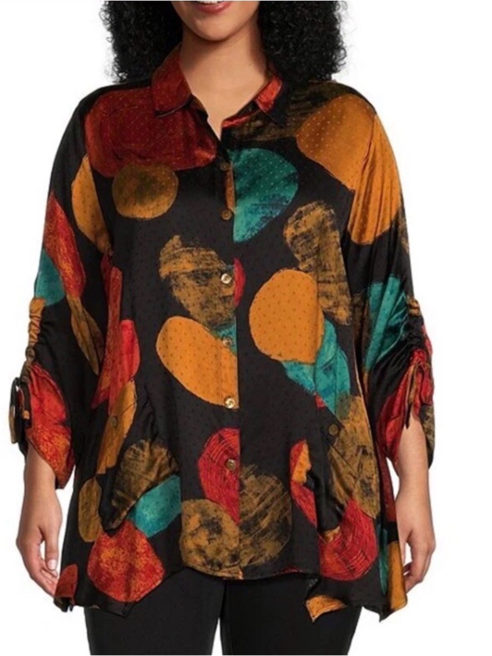 John Mark Abstract Geometric Dot Tunic Shirt medium lagenlook artsy art to wear